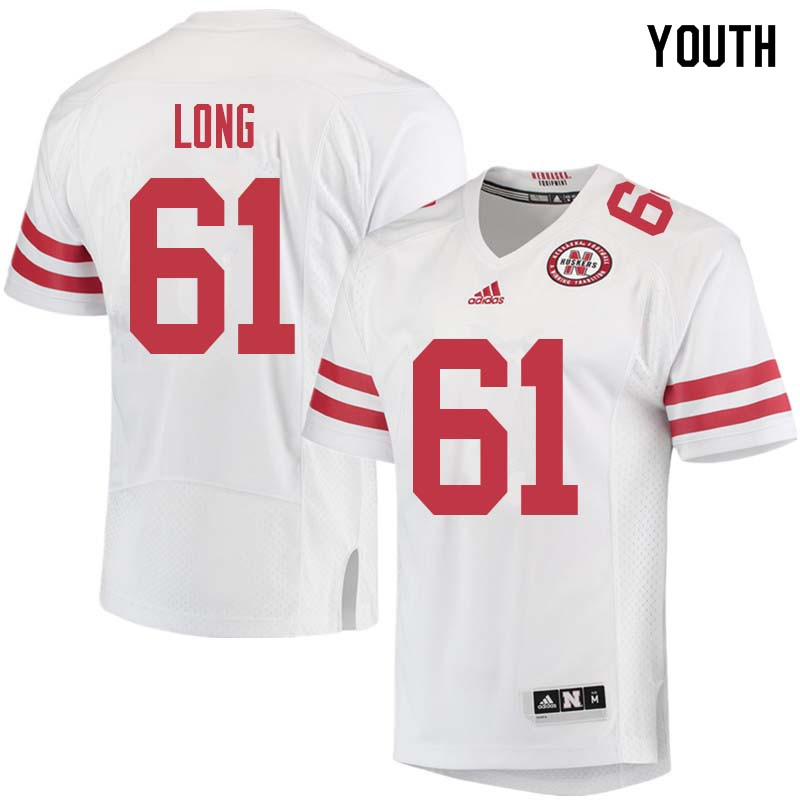 Youth #61 Spencer Long Nebraska Cornhuskers College Football Jerseys Sale-White - Click Image to Close